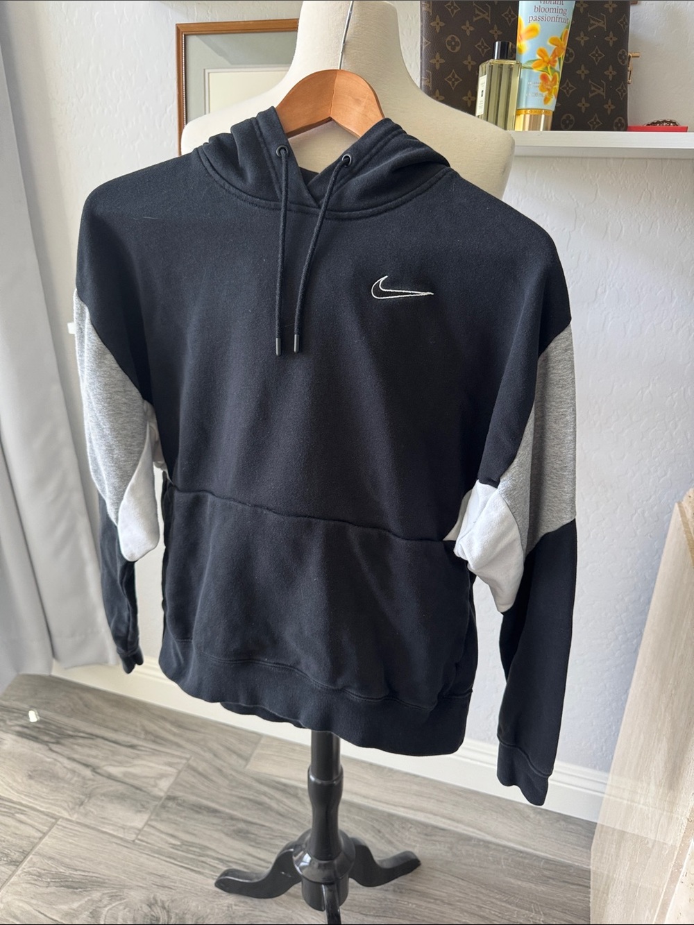 Nike Black Hoodie with Gray Sleeve Panels